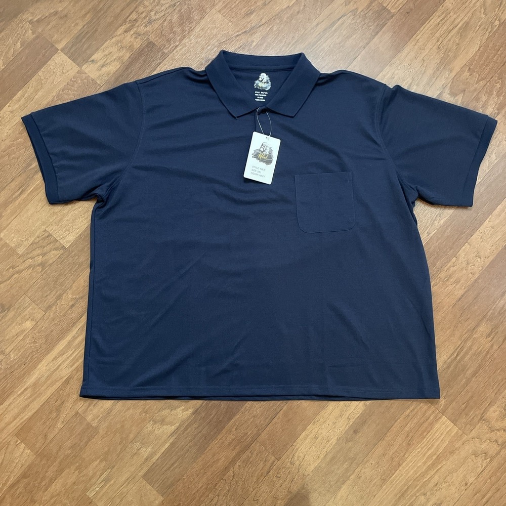 Rebel Ralf Mens Navy Blue Short Sleeve Pique Polo Shirt 3XL NWT CA50382 - Picture 1 of 6
